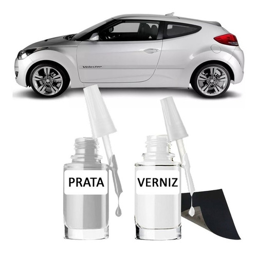 Tinta Tira Risco Automotiva Hyundai Prata Veloster Rhm 15ml