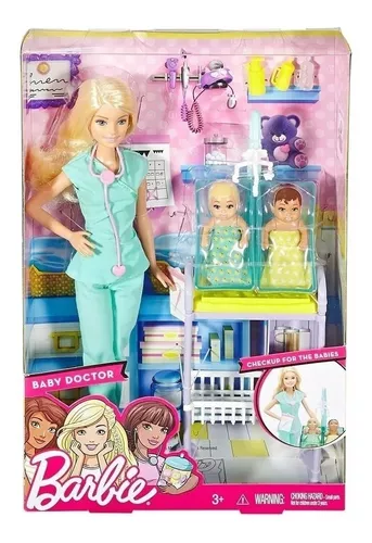 Barbie Profissoes Conjunto Pediatra com 2 Bebes - Mattel