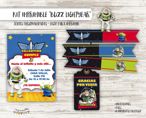 Kit Imprimible Buzz Lightyear - Textos Personalizados