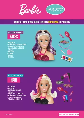 Boneca Barbie Styling Head Faces Busto Barbie Acessórios E