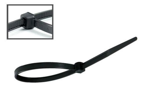 100 Abraçadeira Nylon Preto 3,6x200mm Fixação Enforca Gato