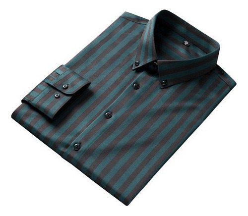 Camisa Elástica A Rayas Casual Para Hombre