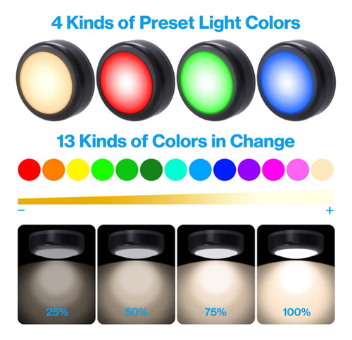 Luces Led Puck, Regulables, Rgb, Para Armario, Paquete De 6