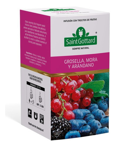 Infusión Saint Gottard Grosella, Mora Y Arándanos X 20 Saq