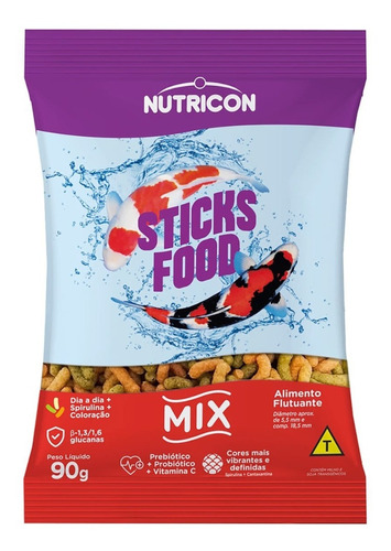 Nutricon Alimento Para Carpas Adultas Sticks Food Mix 90g