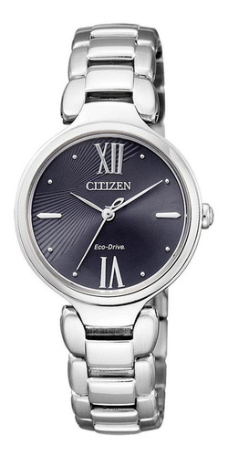 Em0020-52e Reloj Citizen Eco Drive Plateado/negro Color de la correa Gris Color del bisel Gris Color del fondo Azul