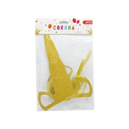 Coronas Cumpleaños - Dorado Unicornio 3 Pcs