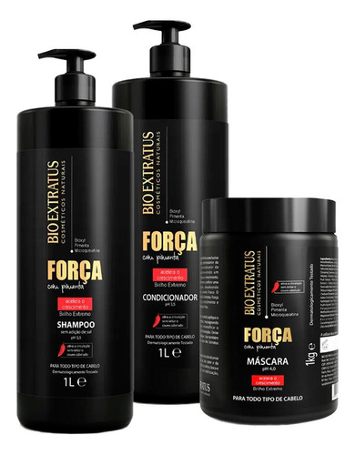 Kit Bio Extratus Força Pimenta Shampoo Condicionador Máscara