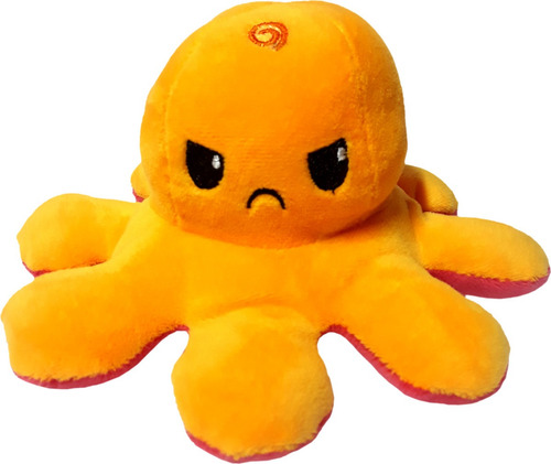 Peluche Pulpo Reversible Doble Cara Feliz Y Enojado Suave