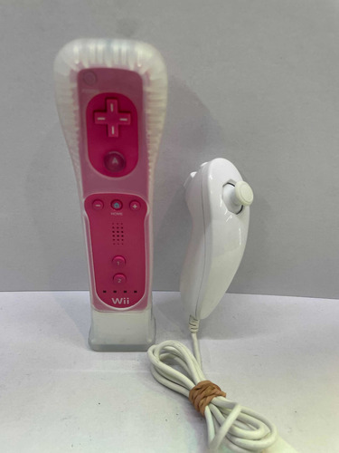 Control Nintendo Wii Rosa + Nunchuck Blanco Original (Reacondicionado)