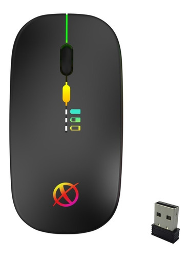 Mouse Inalámbrico Recargable Luces Led Gamer Pc/laptop Fino