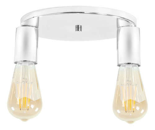 Plafon Redondo 2 Luces Moderno Living Cocina Deco Led E27 Estructura Cromo