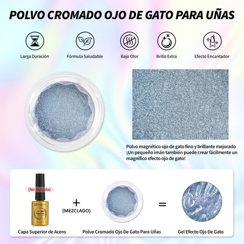 Polvo De Uñas Cromado De Ojo De Gato 3d Galaxia Cherimoya