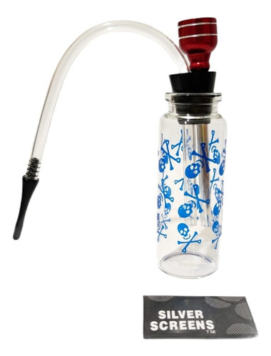 Imagen 2 de 8 de 2 Mini Bongs De Bolsillo De Vidrio Con Manguera + Rejillas