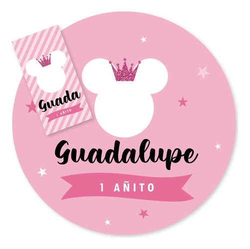 Kit Imprimible Minnie Coronita Glitter Rosa Tukit