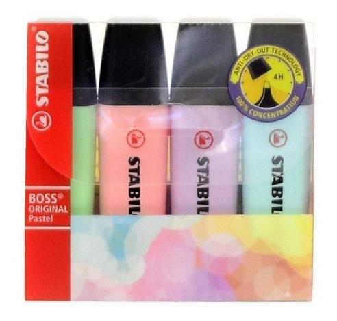 Marca Texto 4 Cores Pastel Stabilo Boss