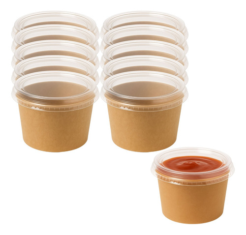 Set 100 Envases Kraft 3oz Salsa 88ml Desechable Salsero