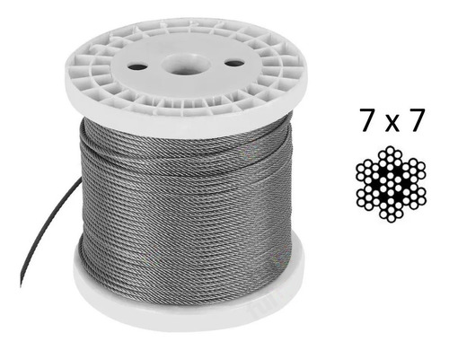 75mts De Cable De Acero 1/4  7x7 Hilos 2.7 Tonelada Retenida