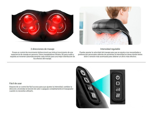 Imagen 10 de 11 de Masajeador Eléctrico Nappo Shiatsu 8 Rodillos Giratorios Loi