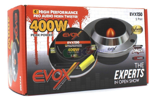 2 Tweeter Bala 4'' 8 Ohms 200watts Rms Open Show Evox Evx150 Color Cromo Con Negro Y Naranja