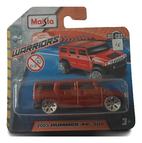 Hummer H2 Suv 2003 Rojo Maisto Escala 1:64 Metal