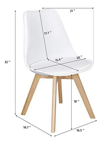 Sillas De Comedor Blancas, Set De 4, Estilo Mid Century Mode