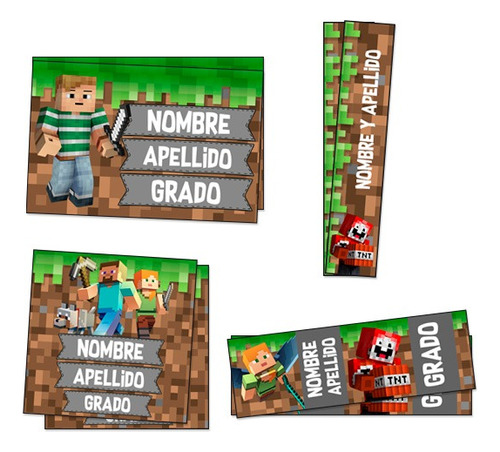 Etiquetas Escolares Minecraft - Textos Editables