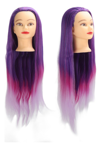 Cabeça De Manequim De Cabeleireiro, Cabelo Roxo, Rosa, Gradi