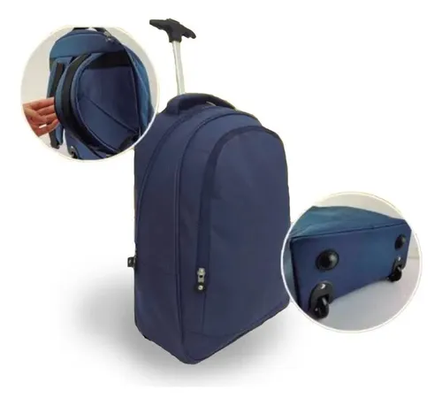 Morral Maleta Mochila Con Ruedas Urban Blue Azul Belia