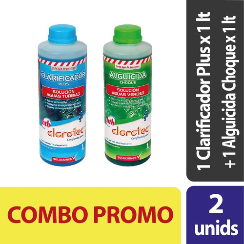 Imagen 2 de 12 de Clarificador Clorotec Plus + Alguicida Choque 1 Lt Combo