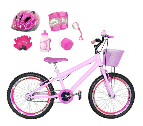 Bicicleta Aro 20 Rosa Bb Kit Aero Pink C/ Capacete Cfa3e