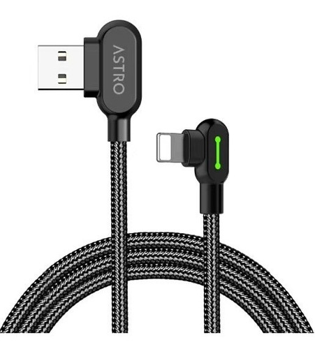 Pack 2 Cables Lightning 1.8 Mts Para iPhone Marca Astro Color Negro