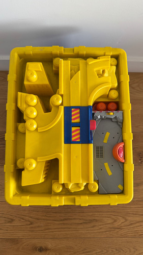 Caja Organiz. Plást. Guarda Juguetes. Tapa Símil Pista Autos Azul (Usado)