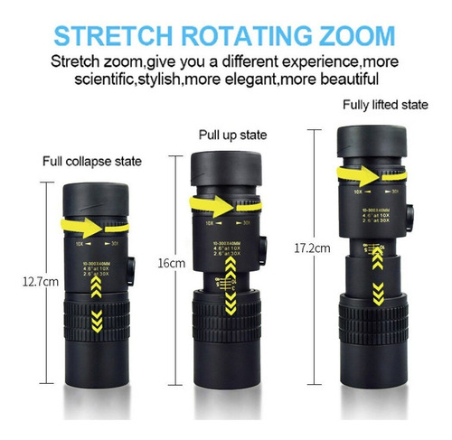 Imagen 3 de 9 de Monocular 4k 10-300x40mm Super Teleobjetivo Zoom Telescopio