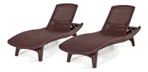 Comprar Set 2 Reposeras Camastro De Jardín Pileta Keter Pacific Color Marrón