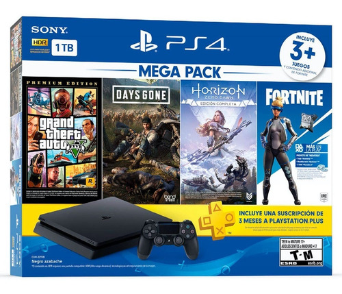 Consola Ps4 Slim 1tb + Gta V + Days Gone + Horizon Zero Dawn