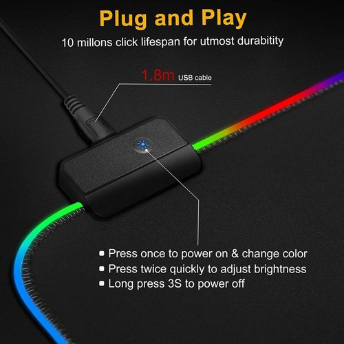 Mouse Pad Gamer Rgb Gms-x5 Retro Iluminada 40x90cm Regalo