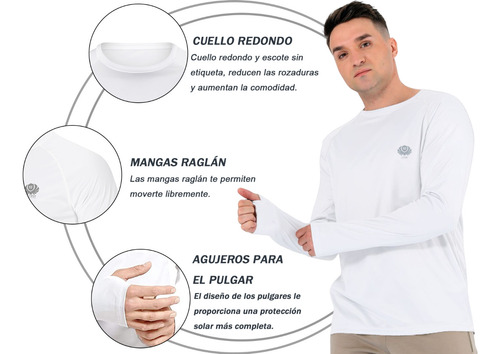 Playera Hombre Manga Larga Upf 50+ Ajuste Regular Impresión