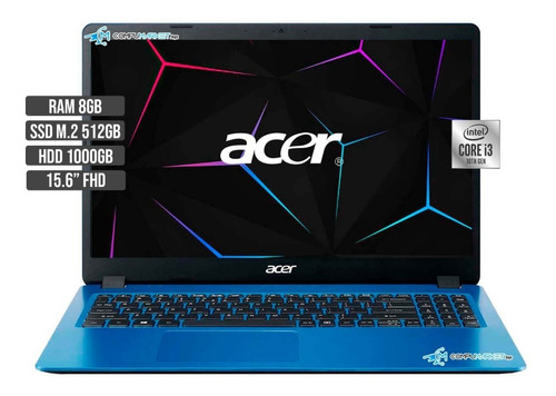 Portatil Acer Intel Ci3 Disco Hdd 1tb + Solido 512gb Ram 8gb