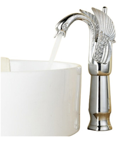 Llave Monomando Mezclador Alto Lavabo Forma Cisne Elegante