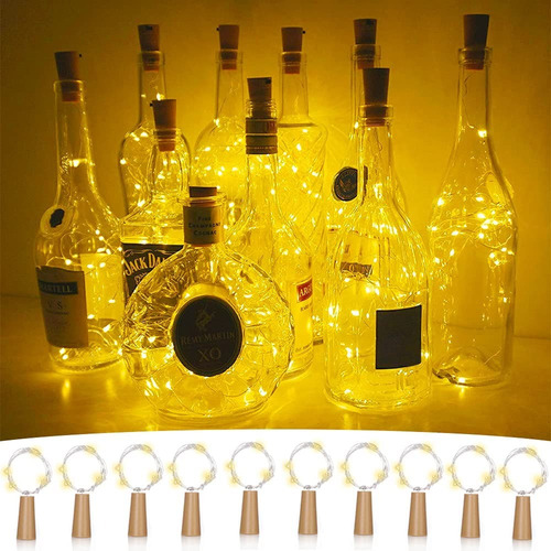 Cadena De Botella De Vino Led Con Corcho 2m 20led 10 Paquete