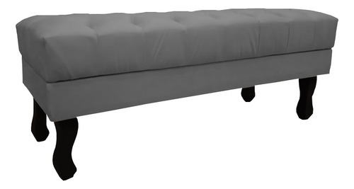 Puf Recamier Baú Luis Xv Capitonê 1,00m Suede Cinza