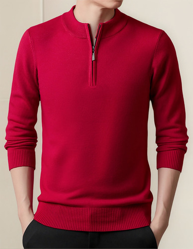 Blusa Para Hombre, Cuello Redondo, Punto, Color Liso, Con Cr