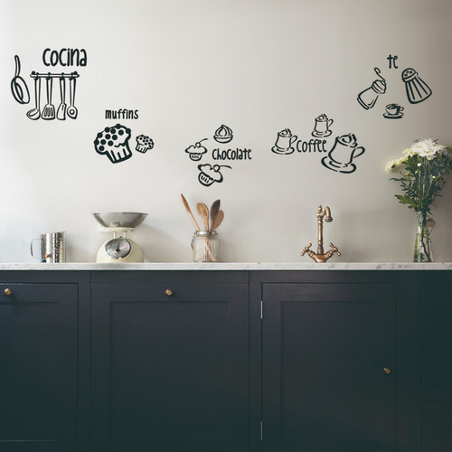 Imagen 3 de 8 de Vinilos Decorativos Cocina Utencillos Cupcake Cucharon Frase