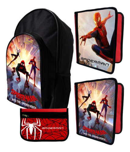 Mochila +2 Carpetas+ Cartu De Spiderman Multiverse #95