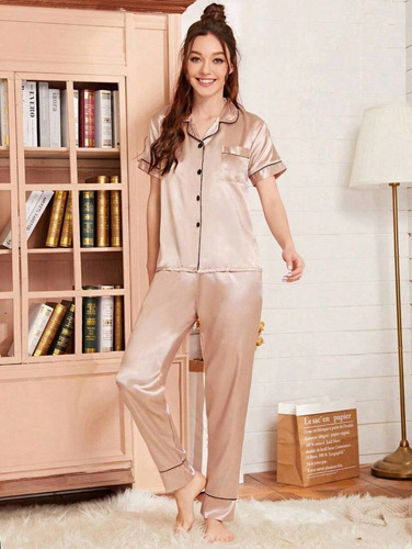 Pijamas Para Mujer De Satén Sedoso Cómodo Ropa Para Dormir