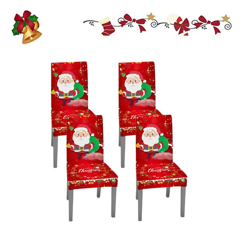 Adorno Navideño De 4 Fundas For Sillas De Comedor.