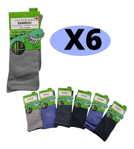 6 Calcetines Cobre Bamboo Niños Sin Costuras 31 Al 35 6 Calcetines Cobre Bamboo Niños Sin Costuras 31 Al 35