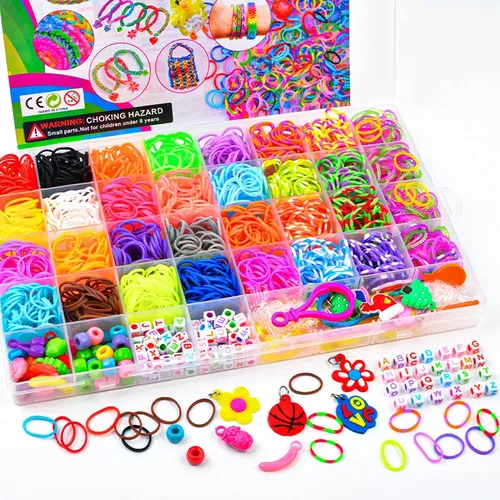 JcoGel Juego de 2500 cintas de loom, 32 colores,Gomas Para Hacer Pulseras (32 colores