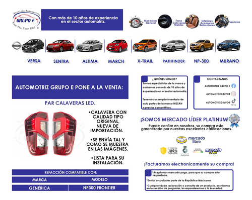 Kit Calaveras Led Pick - Up Np300 2021 2022 2023 2024 Nuevas